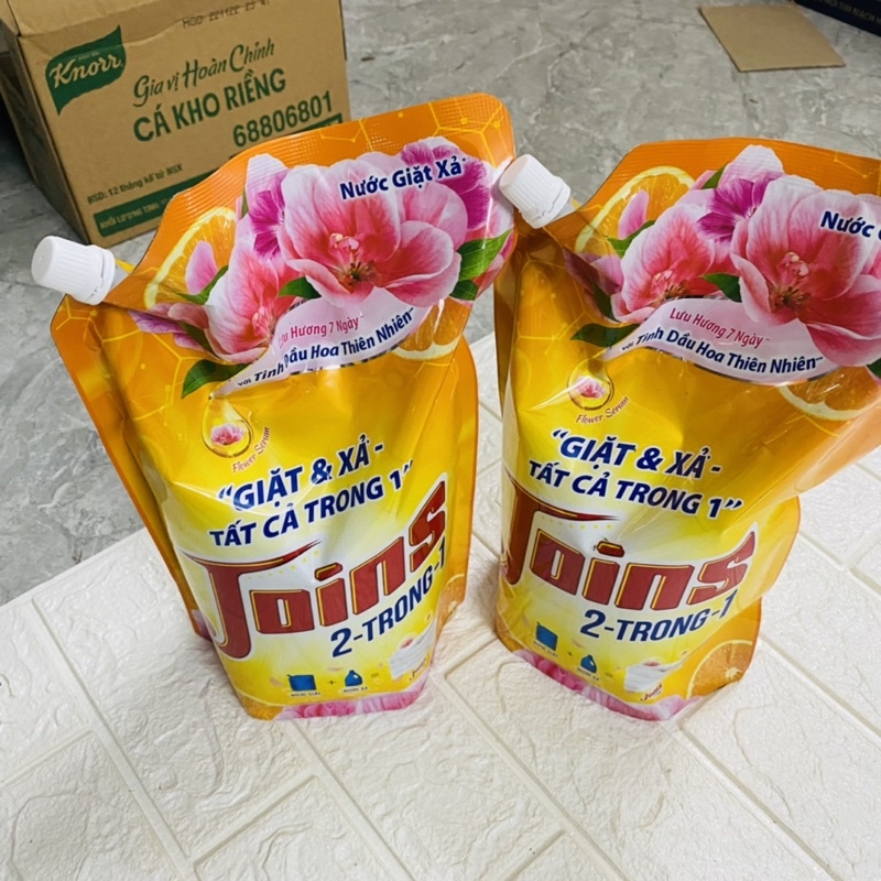 NƯỚC GIẶT XẢ VẢI 2IN1 JOINS TINH DẦU HOA THIÊN NHIÊN LOẠI TÚI 2,2KG