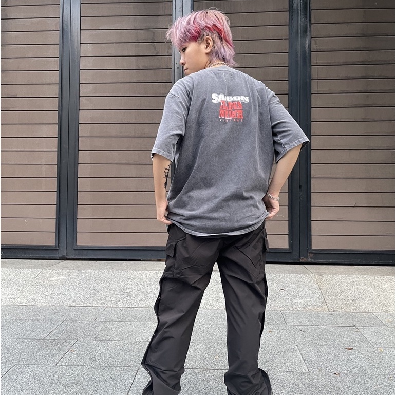 Áo thun unisex hades saigon spirit wash nam nữ áo thun tay lỡ hades sài gòn washed hades Full tag