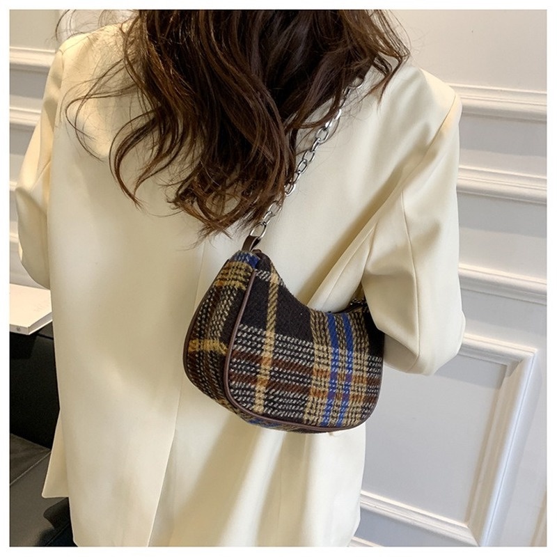 Túi tote Đeo Vai / Đeo Cánh Tay Cỡ Lớn Họa Tiết Kẻ Sọc Chất Liệu canvas Thời Trang Thu Đông NB00357