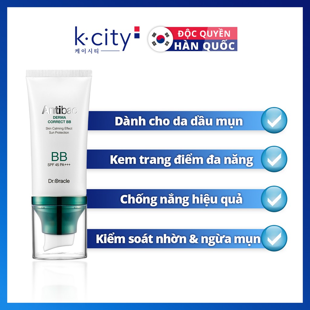 Kem Trang Điểm BB Da Dầu Mụn Hàn Quốc Antibac Derma SPF45 PA+++ 40ml | BigBuy360 - bigbuy360.vn