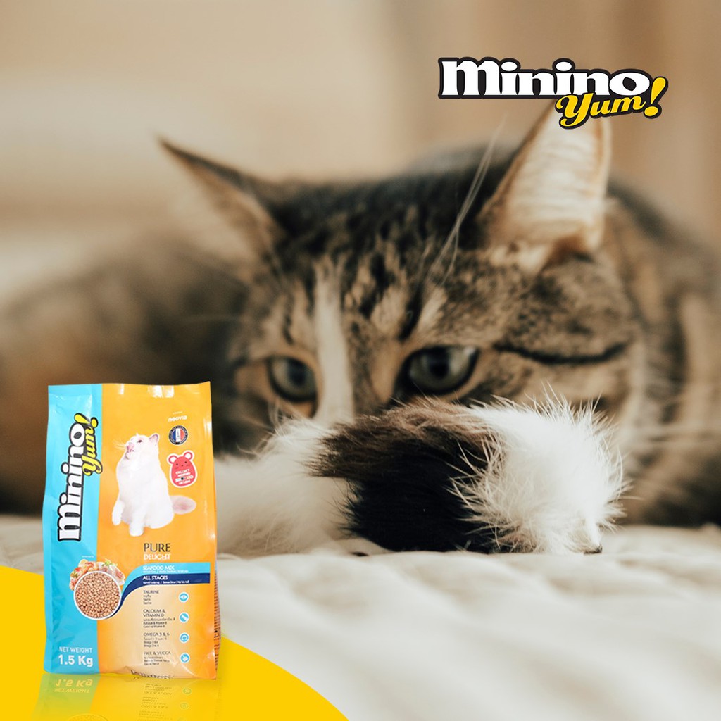 [1.5kg] Hạt Minino Yum Cho Mèo Mọi Lứa Tuổi Vị Hải Sản