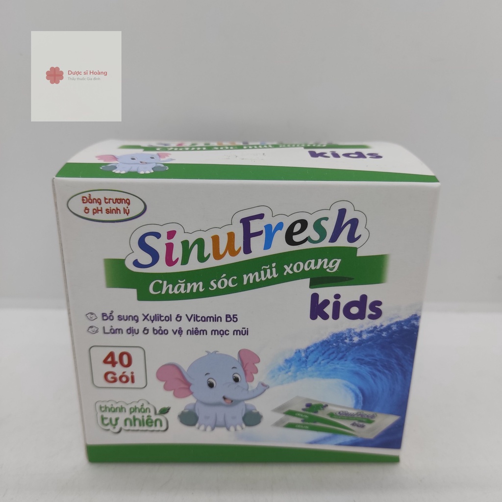 Muối rửa mũi cho bé Sinufresh Kids,THÊM VITAMIN B5 GIÚP TÁI TẠO NIÊM MẠC MŨI, chính hãng Cty Dược Cát Linh- hộp 40 gói