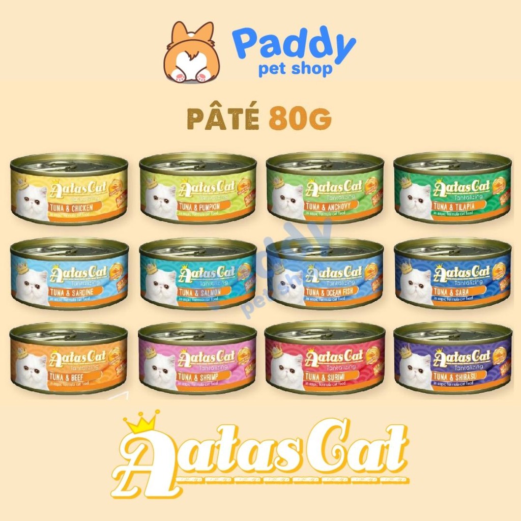 Pate AATAS Cho Mèo Mọi Lứa Tuổi (Lon nhỏ 80g)