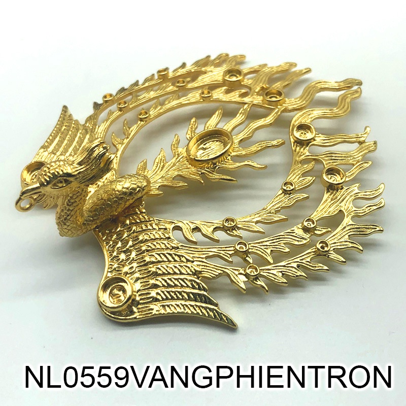 Phiến đôn hoàng họa tiết phượng hoàng 86*76 nguyên liệu làm trâm làm trang sức cổ trang có màu KC