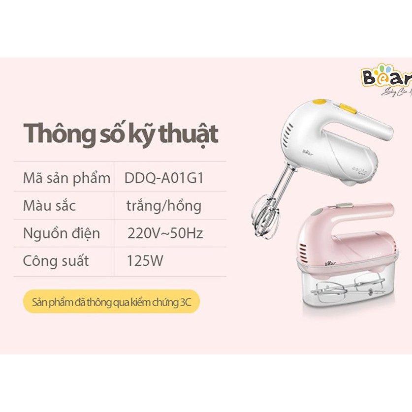 Máy Đánh Trứng Mini Cầm Tay, Để Bàn Đa Năng BEAR, Máy Đánh Kem Trứng, Trộn Bột Đa Năng_Công Suất Lớn _BH 18 Tháng