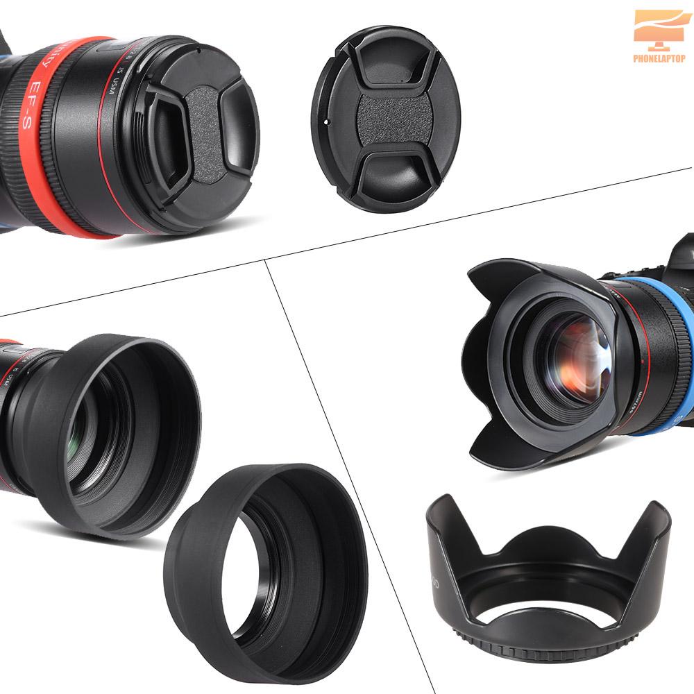 Lapt Andoer 55mm Lens Filter Kit UV+CPL+FLD+ND(ND2 ND4 ND8) with Carry Pouch / Lens Cap / Lens Cap Holder / Tulip & Rubber Lens Hoods / Cleaning Cloth
