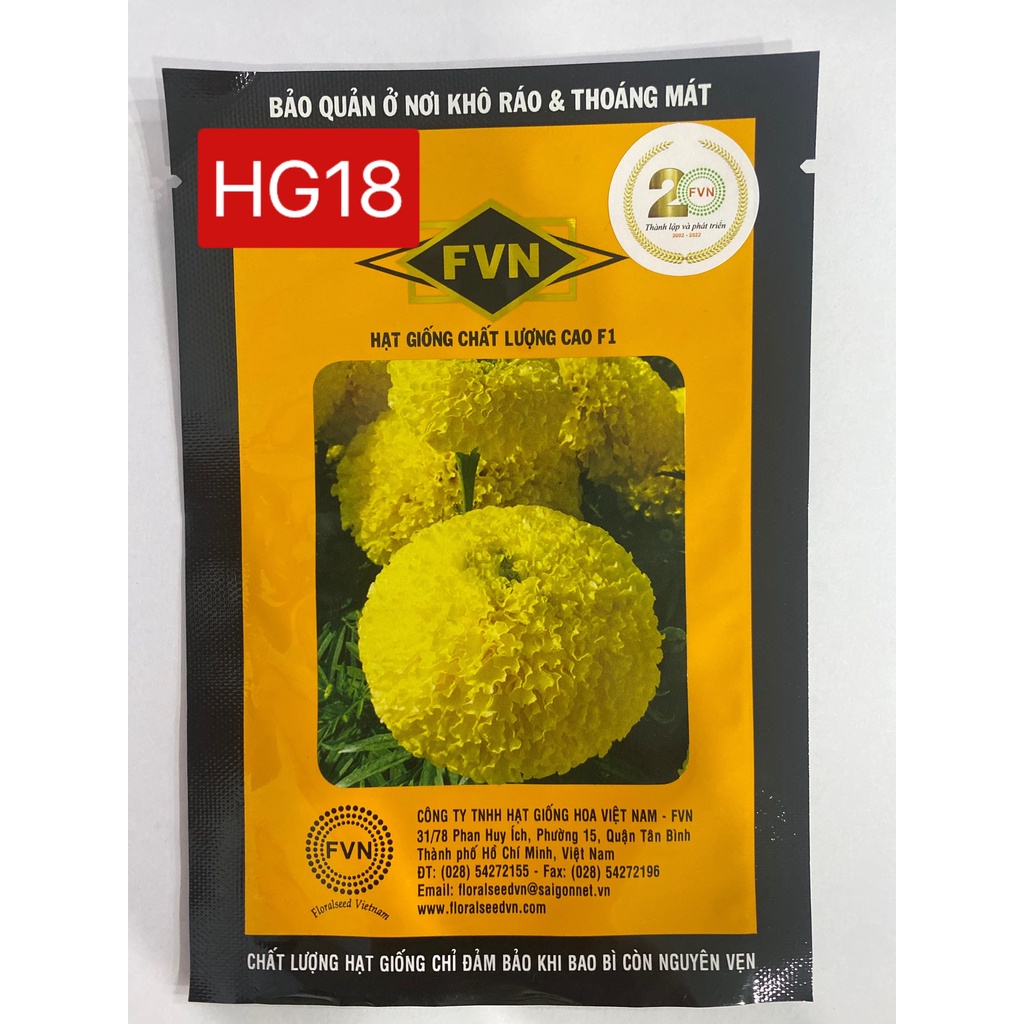 HẠT GIỐNG HOA VẠN THỌ LỠ HOÀNG GIA NHIỀU MÀU FVN GÓI 1 GRAM - AFRICAN MARIGOLD
