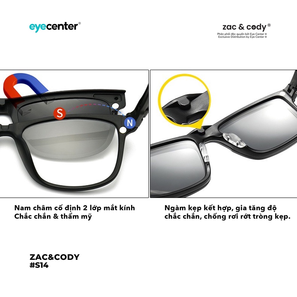 Gọng kính cận thể thao nam nữ S14S 5in1 chính hãng ZAC & CODY nhựa dẻo siêu nhẹ nhập khẩu by Eye Center Vietnam