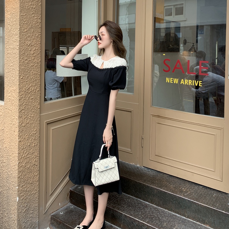 váy đen tiểu thư dáng dài hàng QC (V02)