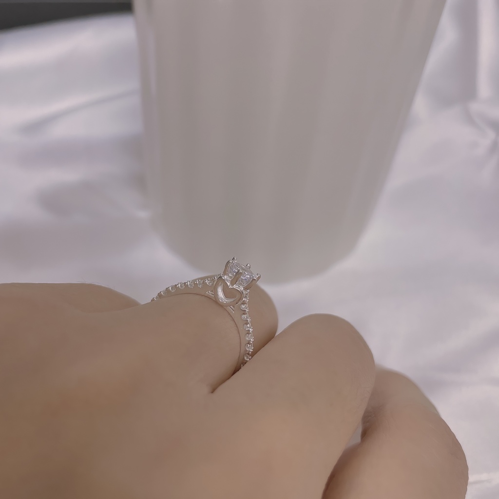 Nhẫn bạc nữ đính đá ổ cao hình trái tim, nhẫn nữ bạc 925 đẹp sang trọng DUYSON SILVER [NKX3]