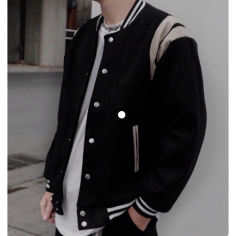 Áo khoác ,áo bomber họa tiết phối da sọc vai phong cách