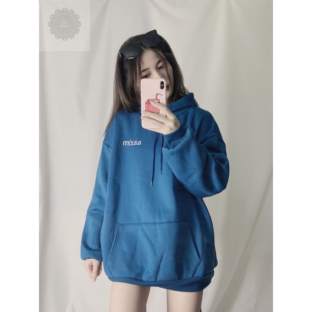 [MŨ 2 LỚP] Áo Hoodie Azzim Nỉ Bông Ulzzang Nữ Cá Tính Form Rộng Rãi HD74 - Liti shop