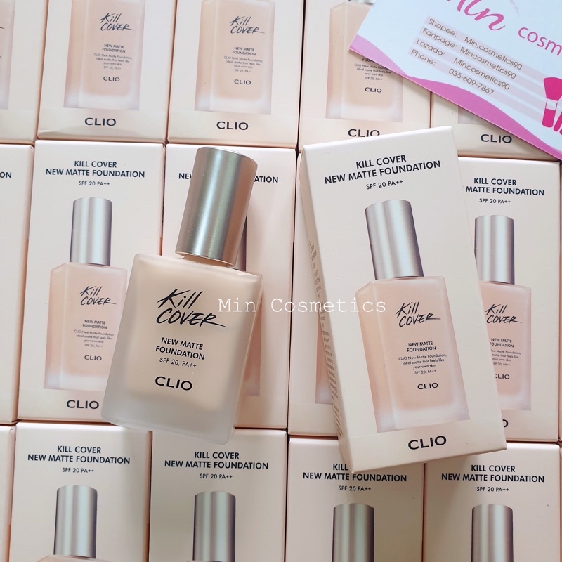 [Mẫu Mới ] Kem Nền Siêu Che Phủ Kiềm Dầu Clio Kill Cover New Matte Foundation SPF20 PA++