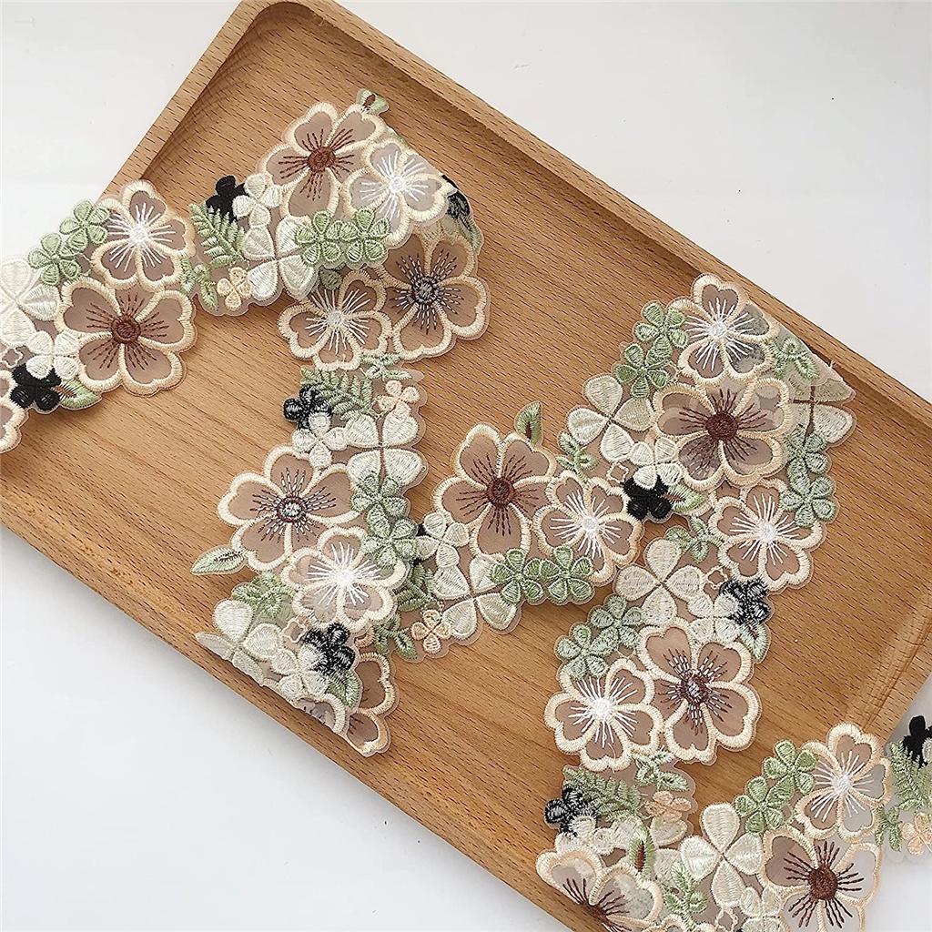 Cuộn Dây Ren Hoa 3D Rộng 6.5CM Dài 1 Yard Dùng Trang Trí Đầm / Đám Cưới