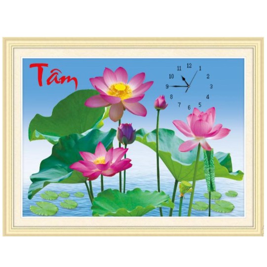 Tranh  Đính Đá CHỮ TÂM (ĐÁ ABC CAO CẤP). Kích Thước: 90cm x 50cm