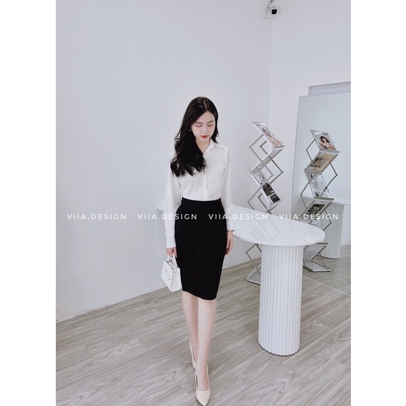 Sơ mi Lụa trắng thiết kế AN0144 VIIA DESIGN