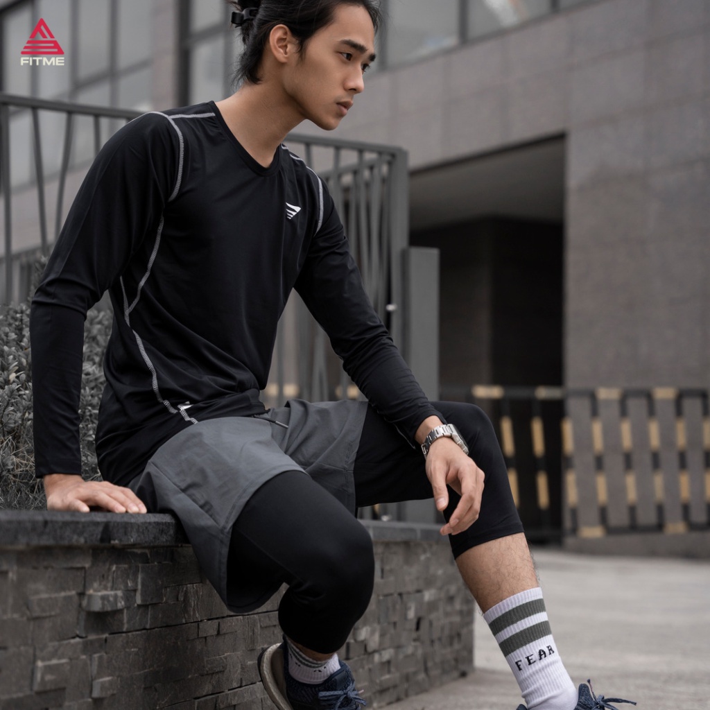 Quần lửng tập gym nam short 2 lớp Fitme lót legging 3/4 thể thao phong cách mạnh mẽ cá tính