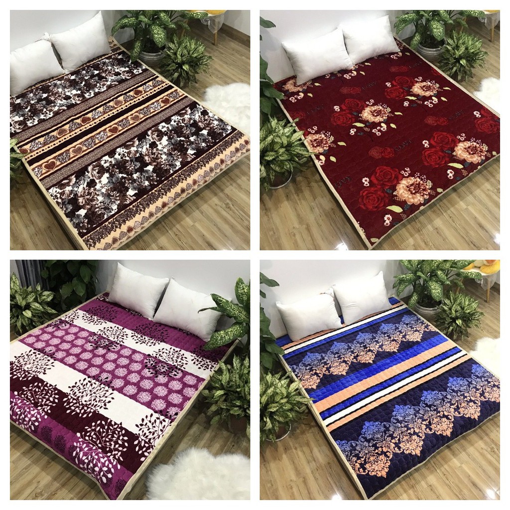 Thảm Nỉ Trải Giường Hoa Văn,Thảm Lông Cừu Làm Nệm Đệm,Trải Sàn Đa Năng 3 Lớp,Mã 1846