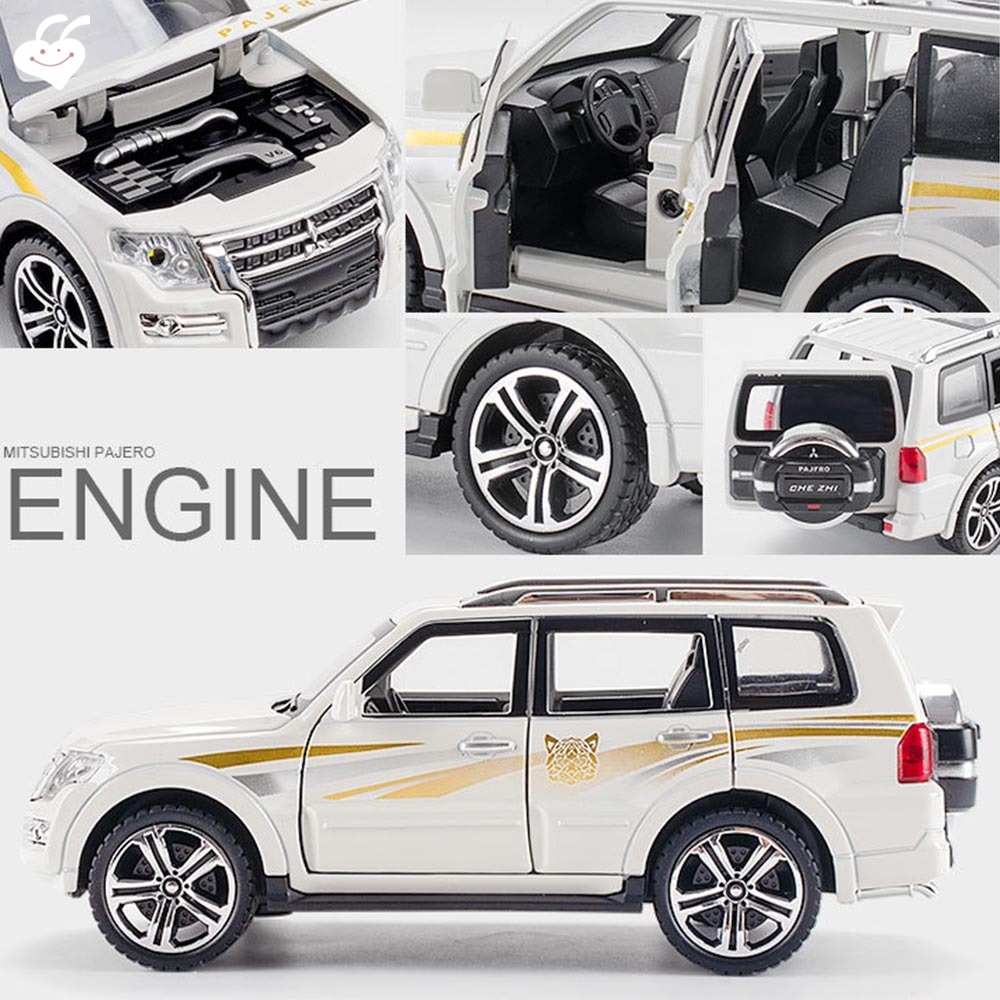 Mô Hình Xe Hơi Thể Thao Mitsubishi Pajero Bằng Hợp Kim Có Đèn Và Nhạc Mở Cửa Mở Được Giáo Dục Sớm Cho Trẻ