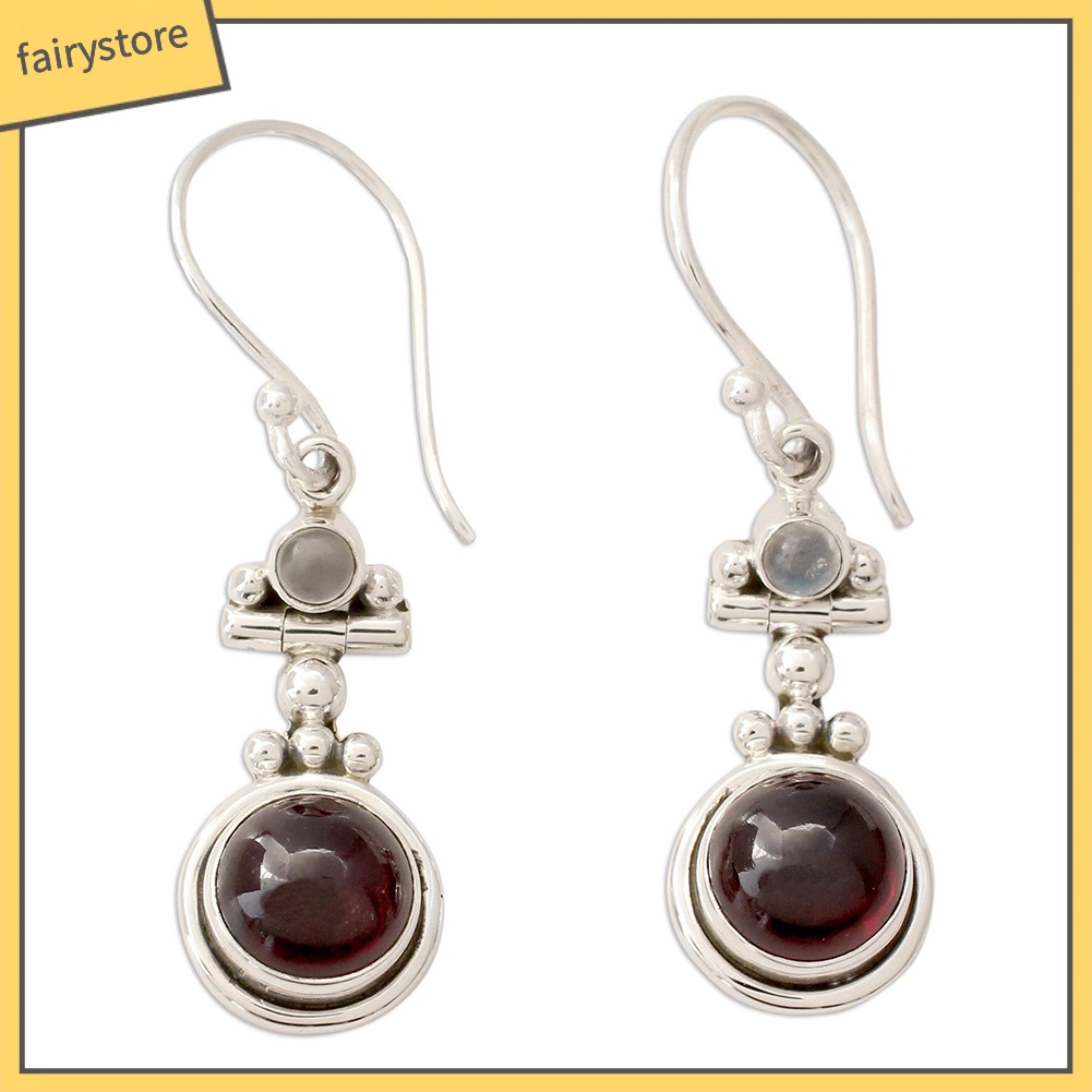 Khuyên Tai Đính Đá Ruby Giả Phong Cách Cổ Điển Thanh Lịch Dành Cho Nữ