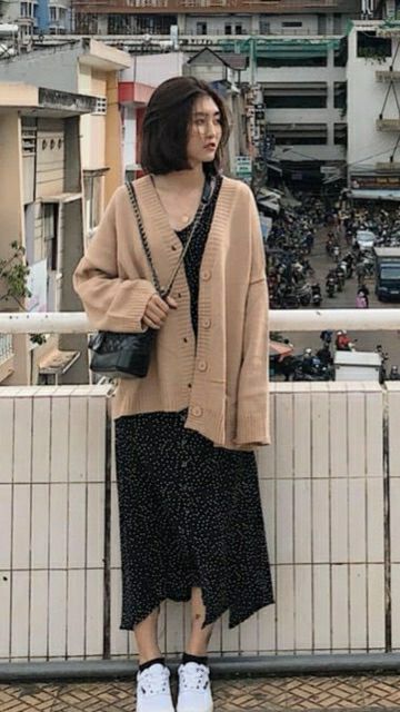 Hàng sẵn_Áo khoác len nữ đầu xuân mới có nút cài ulzzang