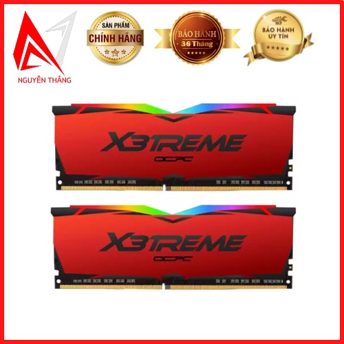 Ram máy tính OCPC X3treme Aura RGB 16GB 3200 (2x8GB) DDR4 Red (MMX3A2K16GD432C16RE) Tản Nhiệt