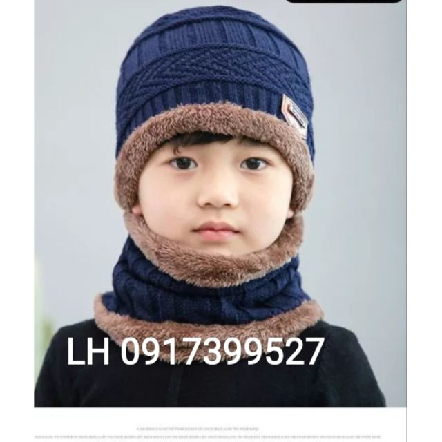 Nón Len mũ len trẻ em tặng kèm khăn thời trang Hàn Quốc