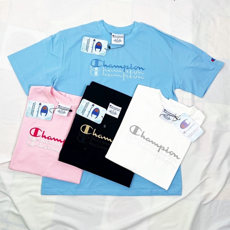 Áo thun tay lỡ Champion 3 Line phông thời trang unisex nam nữ oversize form rộng Tee Club