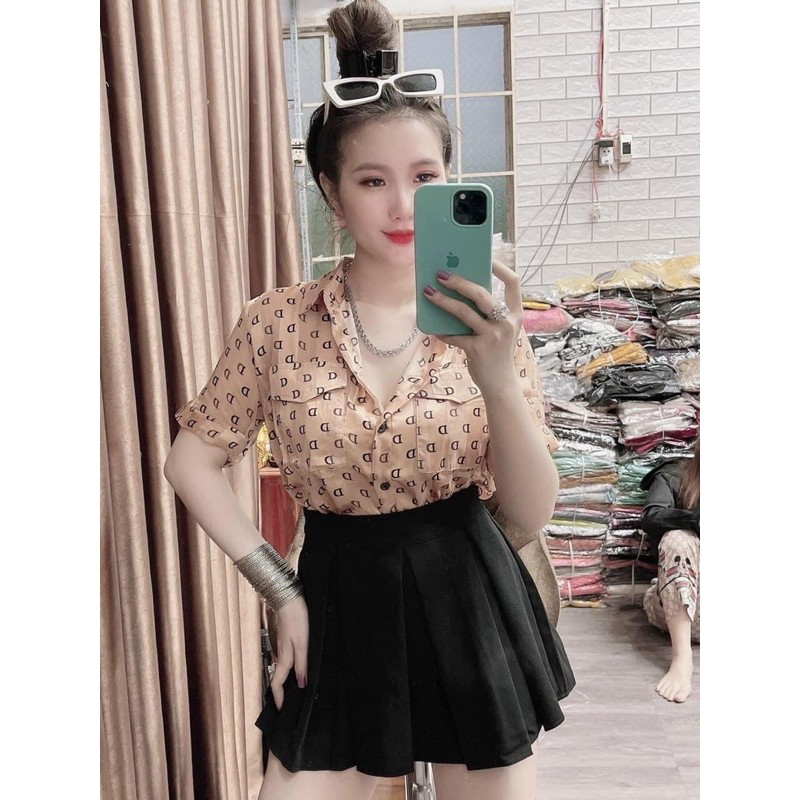 🦚🦚Áo sơ mi ngắn tay Chữ D form ôm body cực xinh kèm ảng thật shop chụp🦚🦚