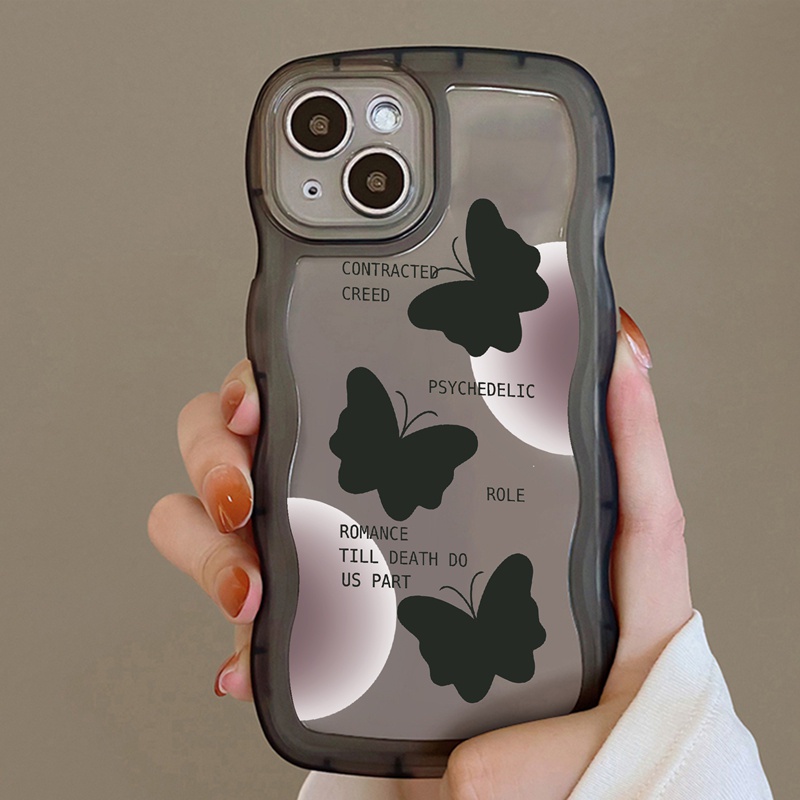 SUNTAIHO Ốp lưng iphone Ốp điện thoại mềm họa tiết bướm/ trái tim gợn sóng thích hợp cho iPhone 11 11 Pro 13 12 Pro Max X XS Max XR 7