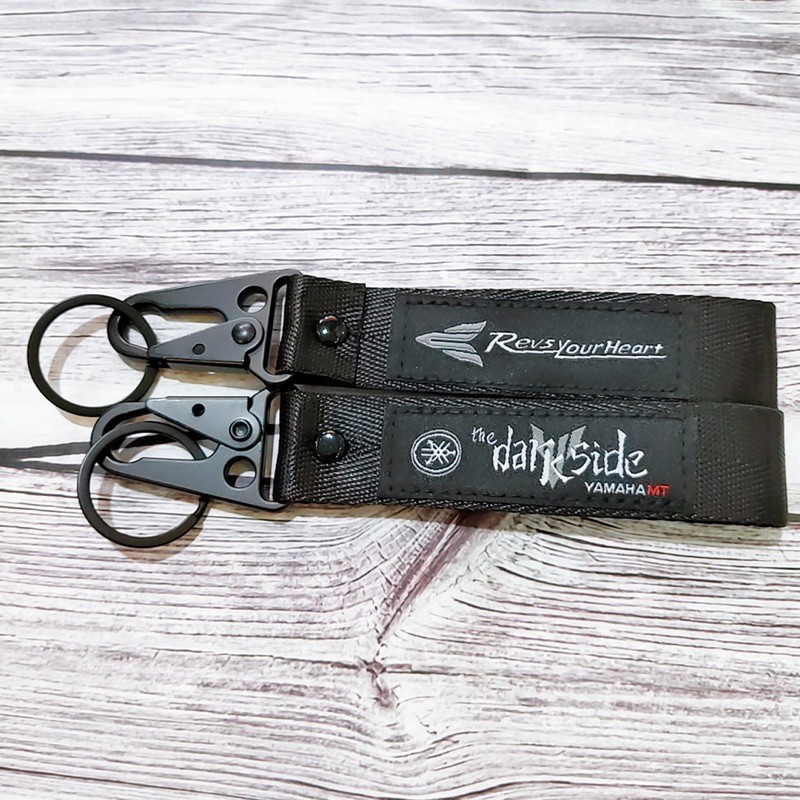 Móc khóa dây hãng Yamaha Suzuki móc bằng thép không gỉ, logo vải thêu