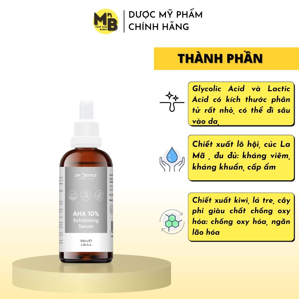 Tinh Chất AHA DrCeutics Tẩy Da Chết Làm Sáng Và Chống Lão Hóa Da 100ml 30ml