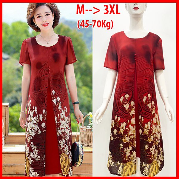 Sang Chảnh - Đầm Suông Dự Tiệc Trung Niên Cao Cấp Dáng Chữ A 2 Lớp Voan Hoa Cho Mẹ 3270 3288 3296 3300 3301