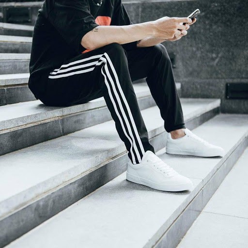 Quần Thun Jogger Thể Thao Đen 3 sọc trắng ( ống suông)