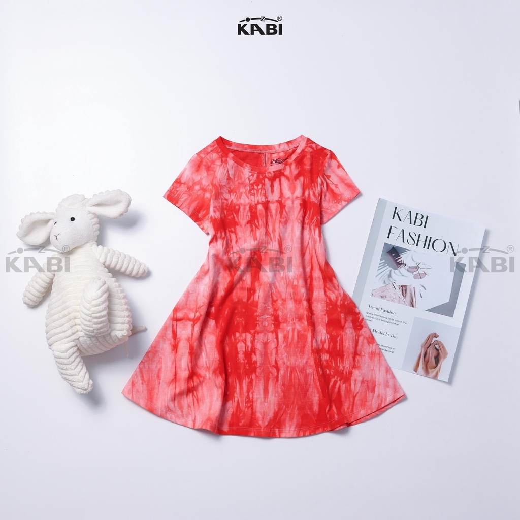 Đầm bé gái KABI đầm loang thun cotton tay ngắn cổ tròn thoáng mát dễ thương