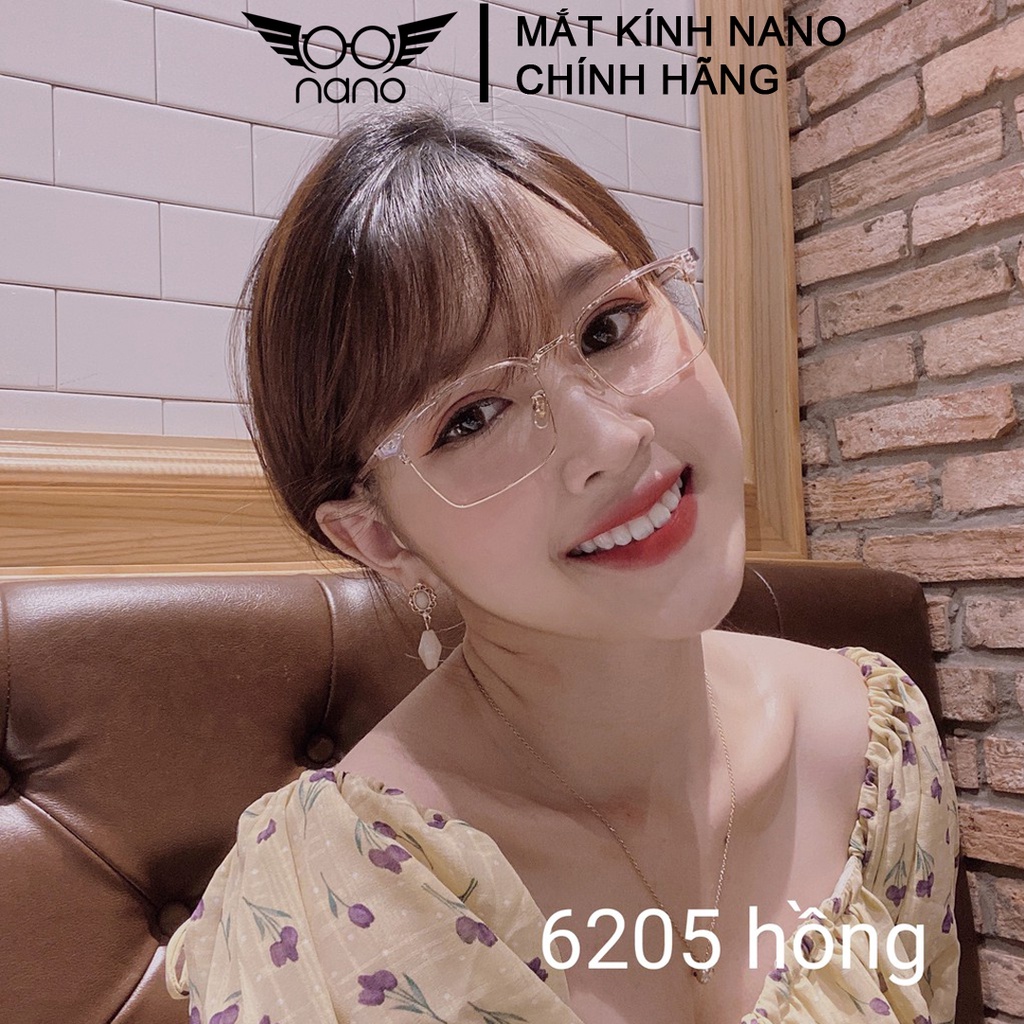 Gọng kính cận nữ nam, kính gọng vuông NANO 6205 thời trang phong cách Hàn Quốc chống trầy xước chống tia UV