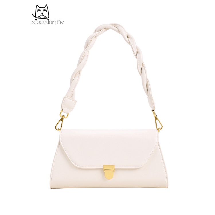 Túi da dây đeo chéo phối khóa kim loại thời trang dành cho nữ