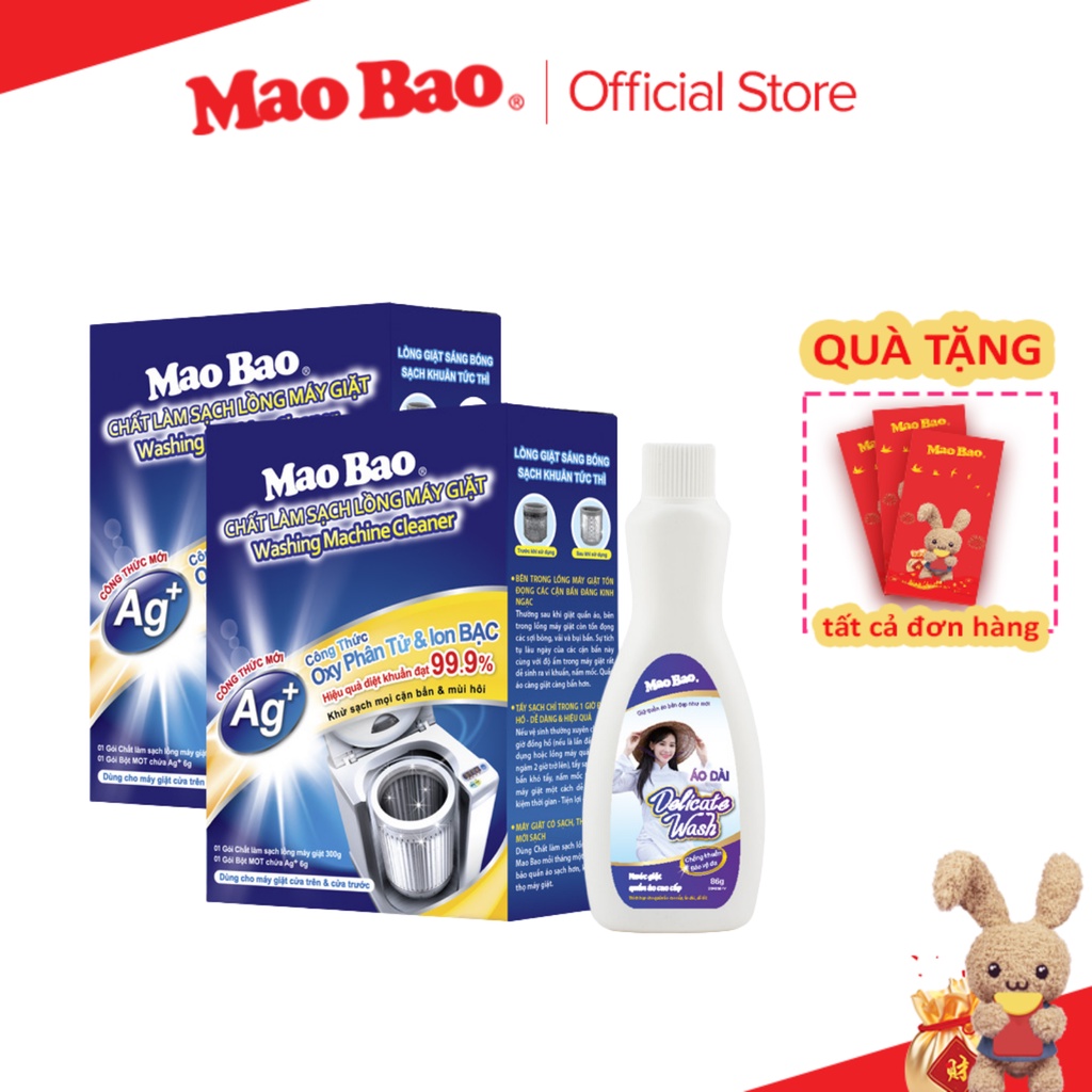 Combo 2 Hộp Bột Vệ Sinh Lồng Máy Giặt chứa Ion Bạc Mao Bao 306g