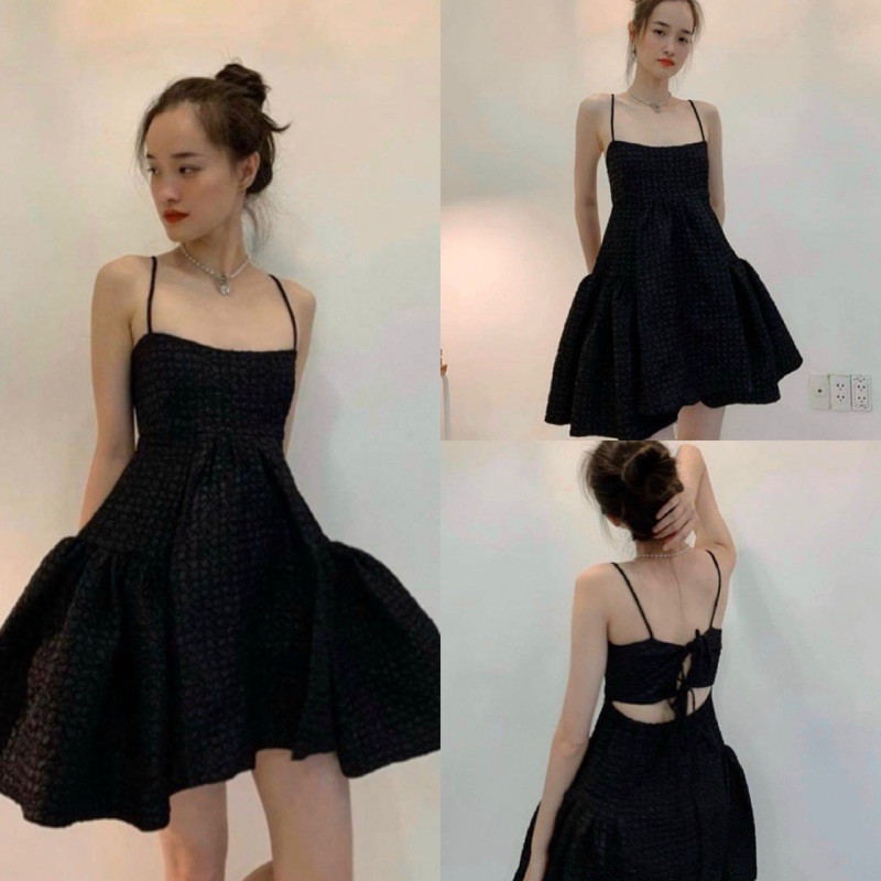 Đầm Xinh hai dây SWAN DRESS thiết kế cao cấp tinh tế chất vải Tapta dày dặn sau lưng đan dây xoè nhẹ phần đuôi | BigBuy360 - bigbuy360.vn
