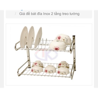 Kệ úp bát đĩa inox 2 tầng treo tường