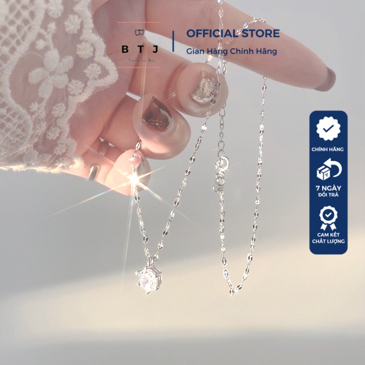 Dây Chuyền Bạc 925 Mặt Tròn Đính Đá Chính Hãng Giá Rẻ - Trang Sức BTJ