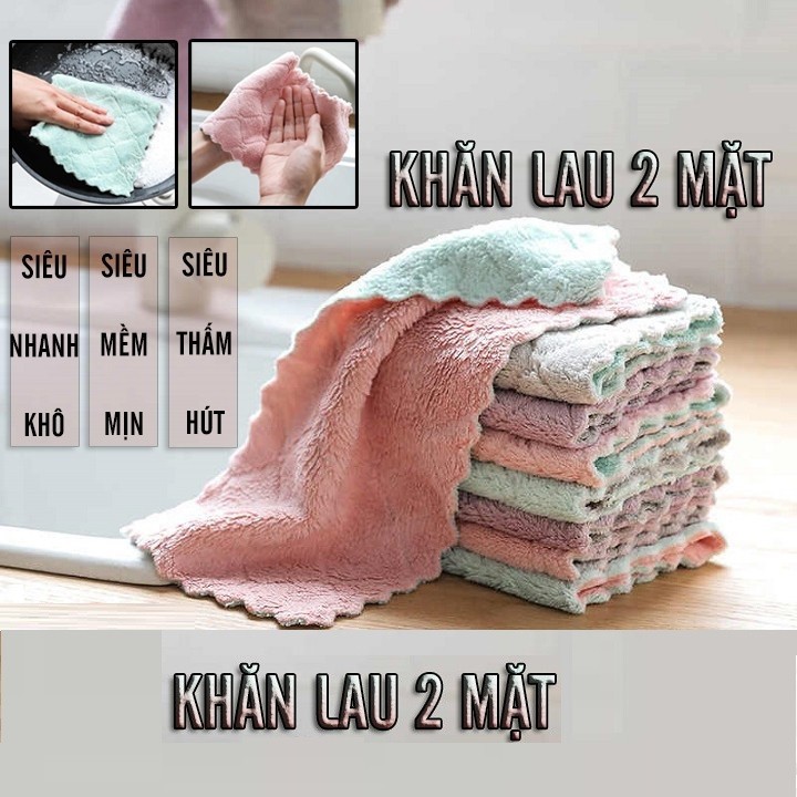 Set 10 Khăn Lau Bếp Đa Năng 2 Mặt - Khăn Siêu Thấm Hút Siêu Rẻ