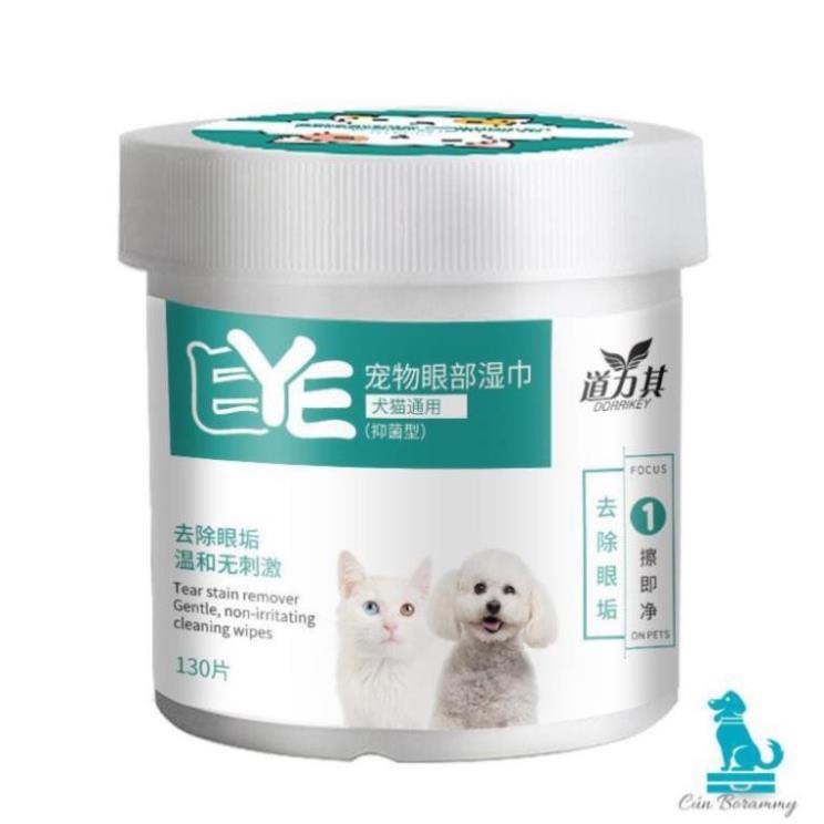 (Hộp 130 chiếc) Khăn lau mắt chó mèo (Khăn ướt Dùng lau mắt và tai cho thú cưng) Tinh chất lô hội