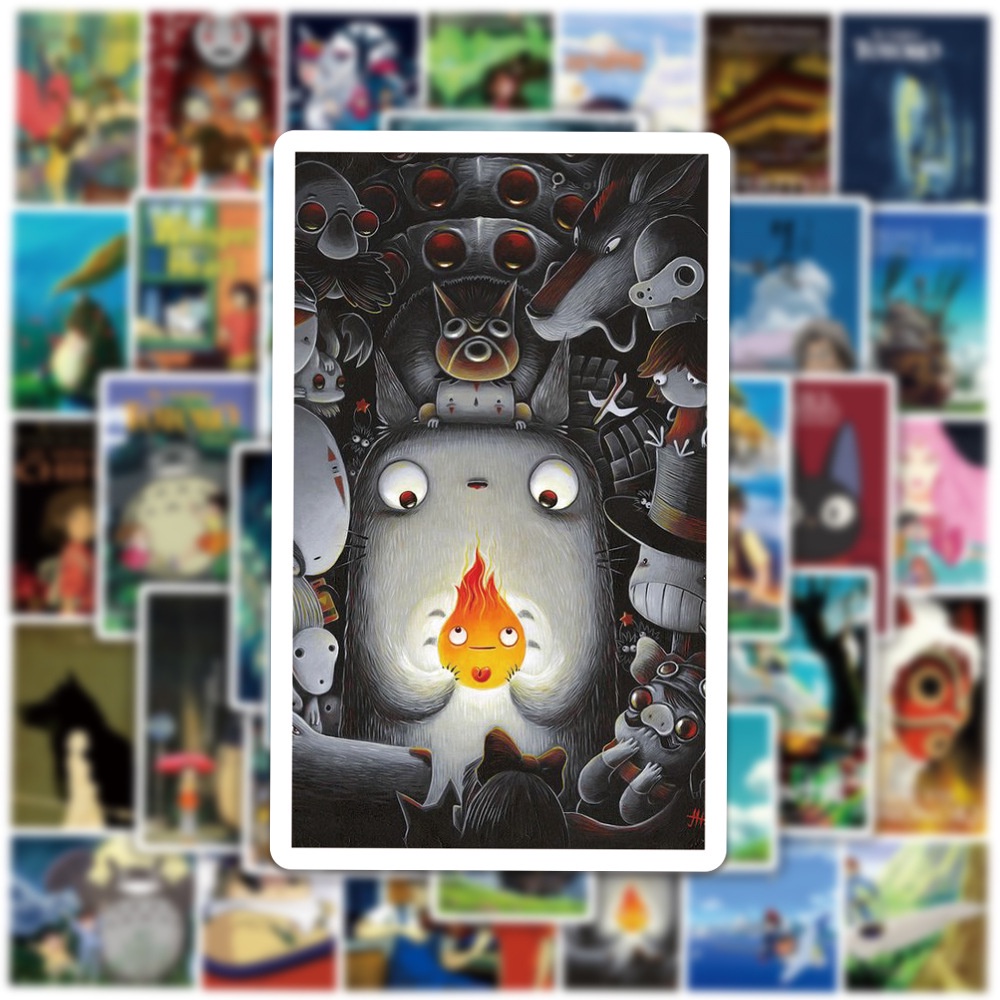 Bộ 50 Miếng Dán Anime Hayao Miyazaki Cho Ván Trượt Laptop Guitar Sổ Lưu Niệm