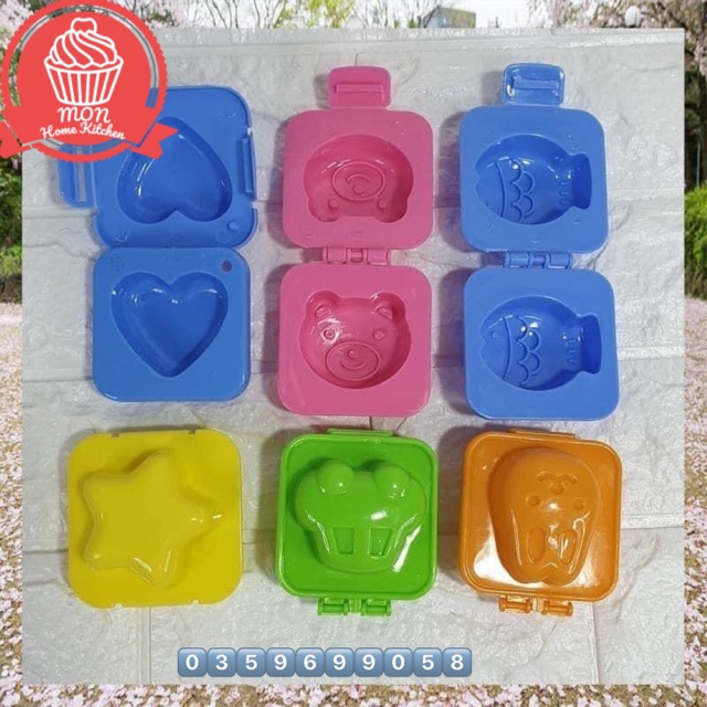 Khuôn cơm Bento làm cơm, bánh, bữa phụ cho bé ăn dặm set 6 cái, có bán lẻ, được chọn mẫu