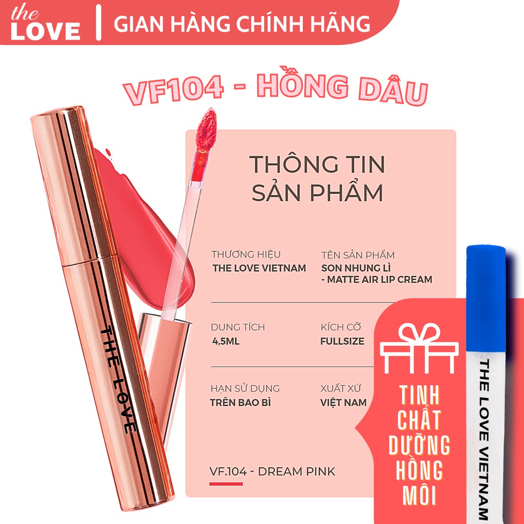 [Deal Sốc] Son Lì THE LOVE Hồng Dâu Kháng Nước Chính Hãng 4ml