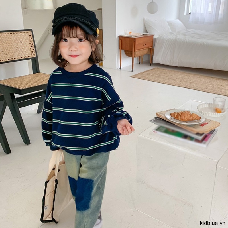 Set Áo Tay Dài Phối Quần Jeans Ống Rộng Thời Trang Cho Bé