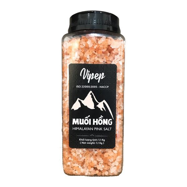 Muối hồng Hạt Himalaya Vipep 1.1kg tặng Muối hồng cối xay Ceramic