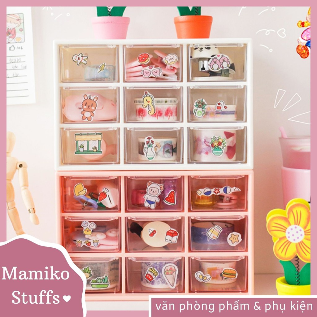 HỘP NHỰA ĐA NĂNG 9 NGĂN ĐỰNG ĐỒ SIÊU XINH, KỆ ĐỰNG ĐỒ MINI