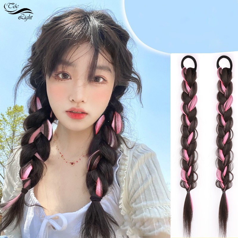 Tóc giả thắt bím dài đẹp dành cho nữ-Tóc tết giả kiểu thắt bím dài 33cm nhiều màu sắc  - 17